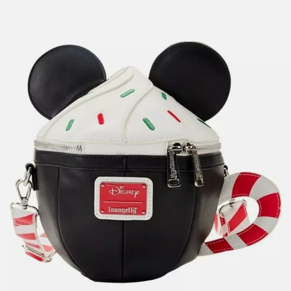 New Loungefly Disney Mickey Mouse Hot Cocoa Cup Mug Crossbody Bag - Picture 2 of 11